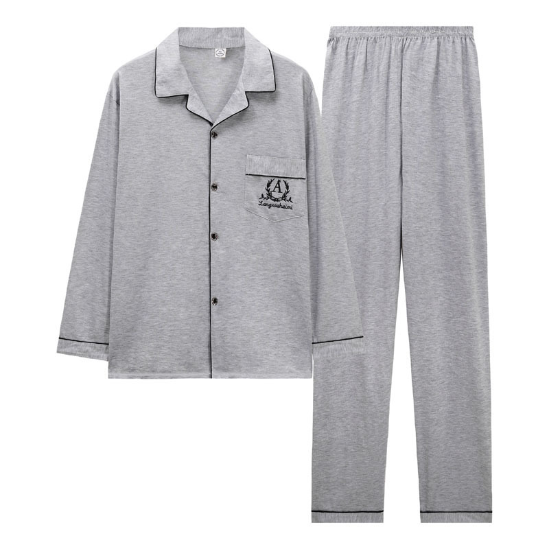 100% algodón pijamas de los hombres de manga larga de primavera, Otoño e Invierno DE LA Juventud más tamaño ropa de casa traje casual de otoño e invierno