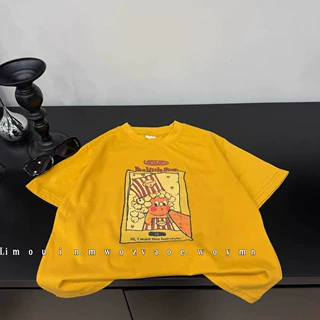 儿童高品质夏款韩系超百搭可爱卡通爆米花圆领短袖上衣T