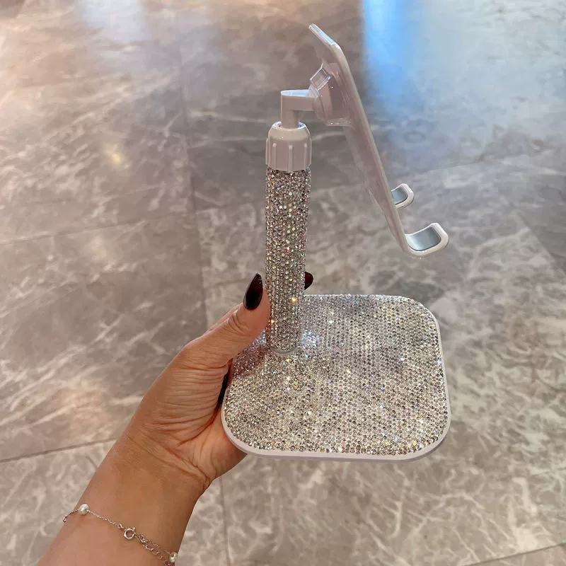 Универсальная настольная портативная подставка для телефона с регулируемой высотой и углом наклона, украшенная роскошной инкрустацией из бриллиантов, популярный трансграничный товар, прямые продажи от производителя.