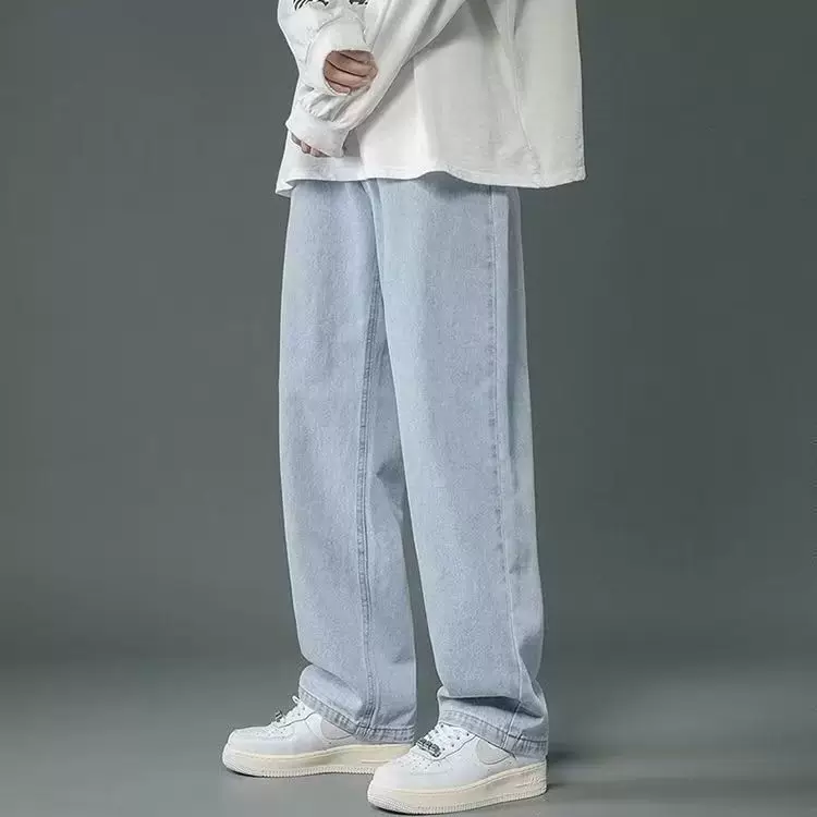 Весна осень джинсы, универсальные повседневные брюки, оверсайз, свободный прямой крой