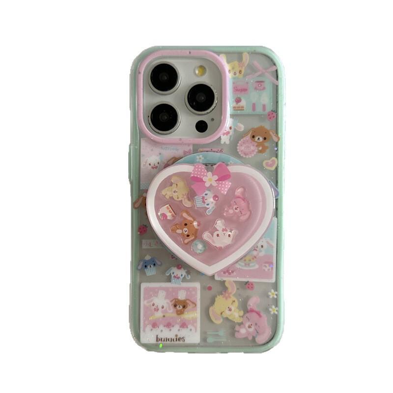 闪片粉蓝甜品兔磁吸支架适用iPhone16苹果15ProMax/14/13手机壳女|undefined