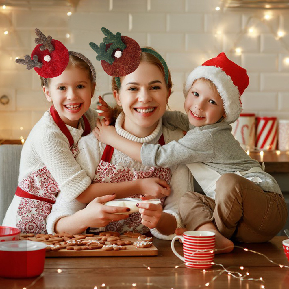 Diademas navideñas nuevas de 2025 para niños y adultos, artículos de decoración para fiestas, adornos navideños, diademas con cuernos de reno, diademas