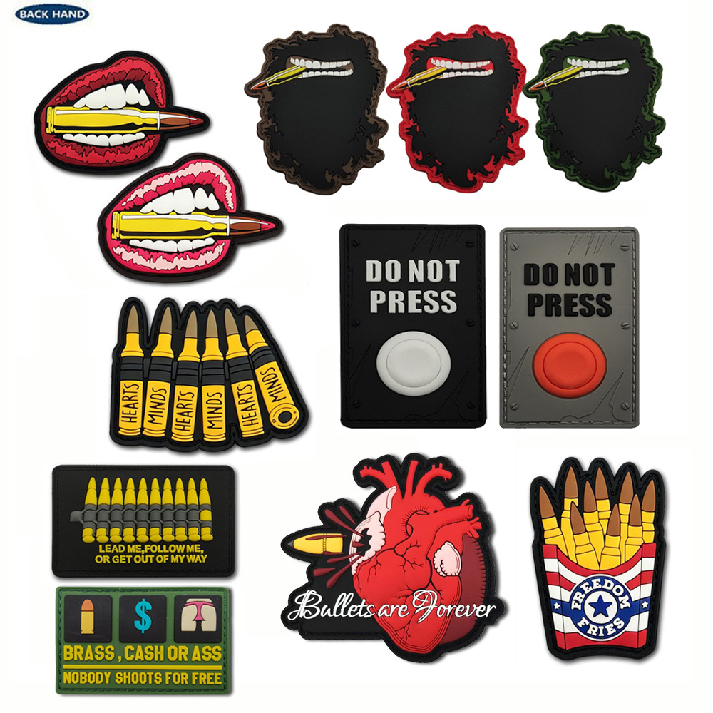 DO NOT PRESS Don't Press My Button Soft Glue Badge Beard PVC Glue Drop Velcro Badge Bag Sticker