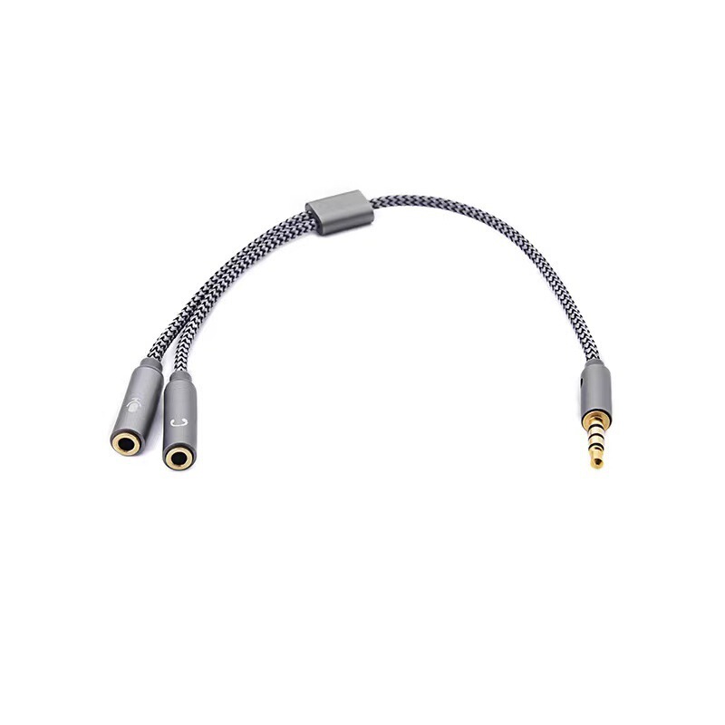 3.5mm編組両母一分二音声ケーブルパソコンのイヤホンマイク二合一変換ケーブルのアダプター|undefined