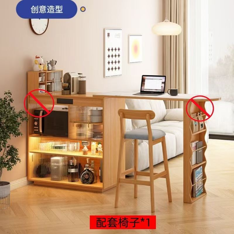 全实木吧台桌柜子家用客厅可移动伸缩餐边柜小户型隔断日式岛台|undefined