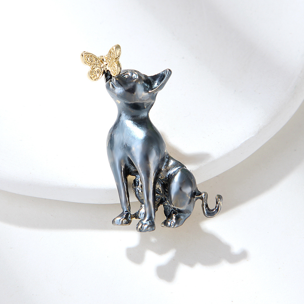 Cat, Butterfly Pattern Cute Pin Cat Butterfly Zinc Alloy Enamel Unisex Brooches