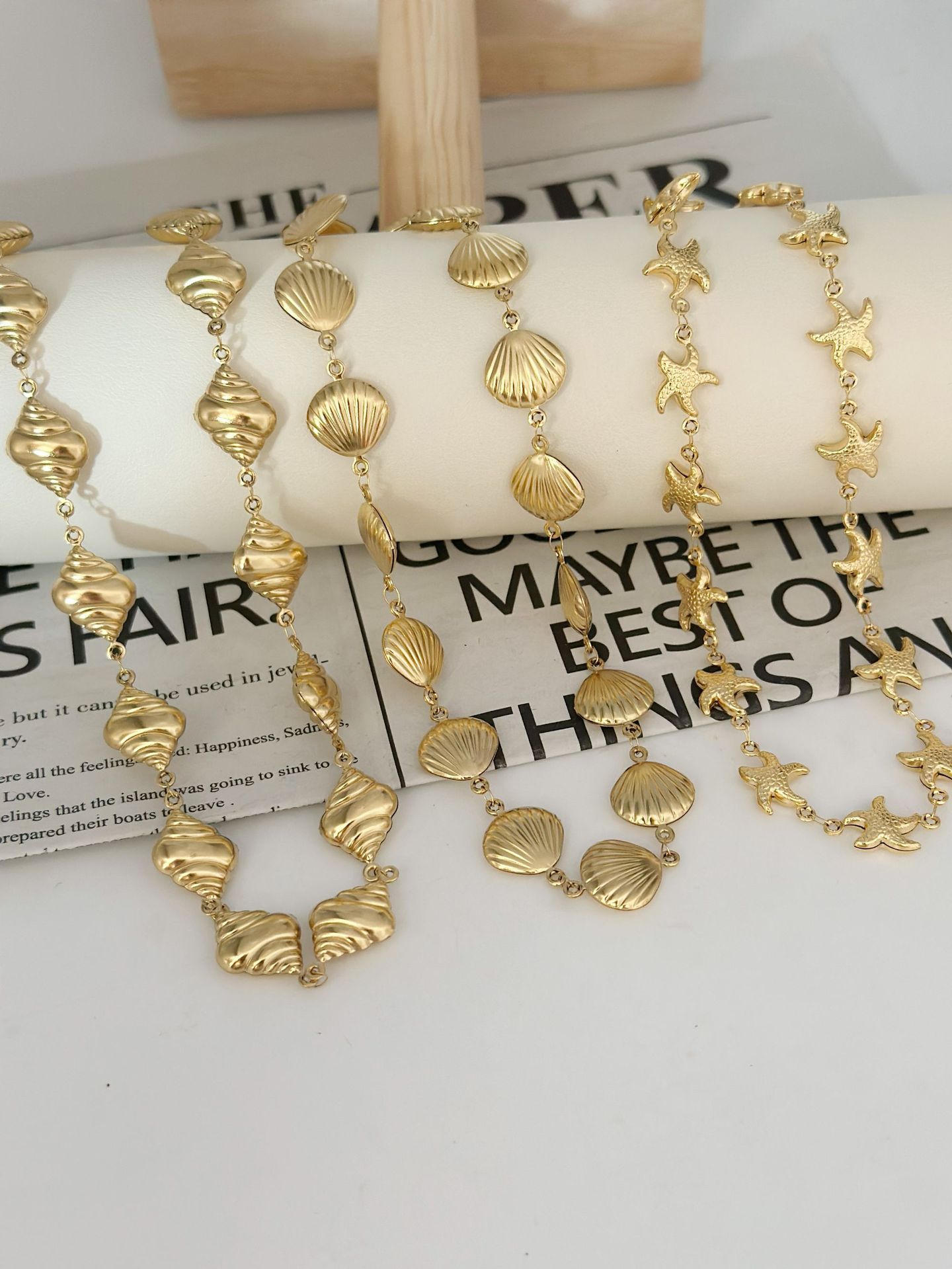 Wholesale Jewelry Vacation Simple Style Starfish Shell 304 Stainless Steel Plating Necklace display picture 4