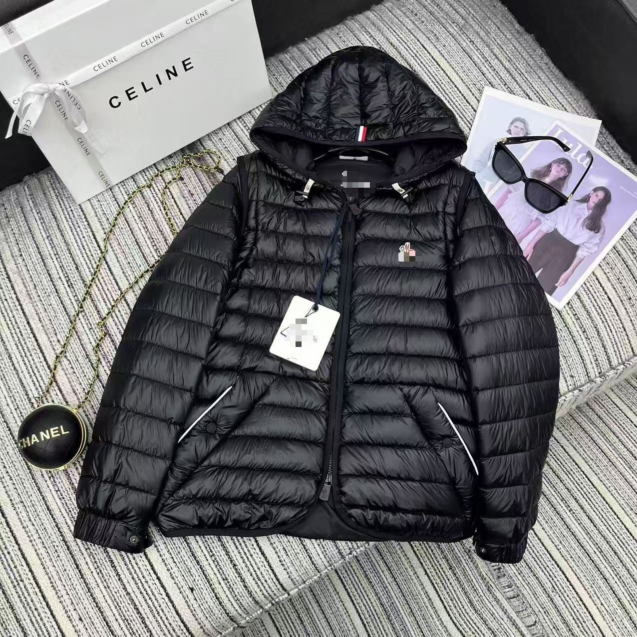 2025 Autumn and Winter New Letter Embroidered Casual Loose Sleeves Detachable Duck down Jacket for Women