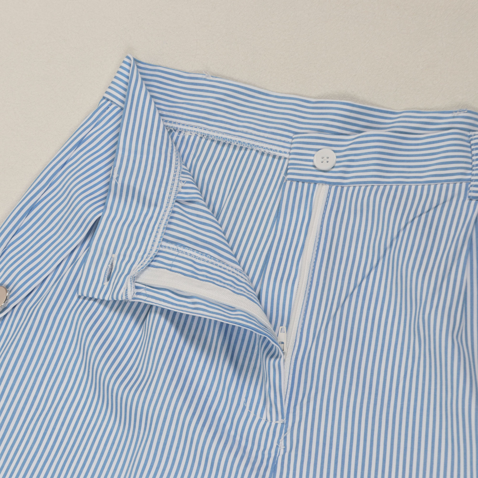 Round Neck Short Sleeve Striped Contrast Color Wide Leg Pants Two Piece Sets