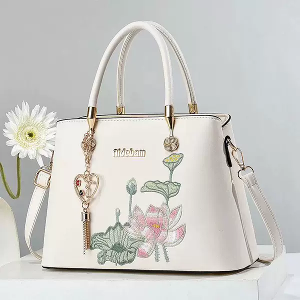 Elegant and dignified bag, new Chinese-style lotus handbag, high-quality shoulder bag, crossbody bag, available for wholesale