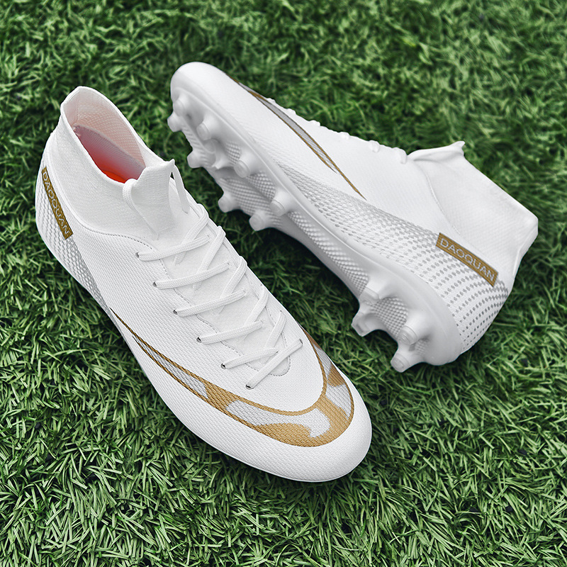 Ronaldo Messi New High Top Football Shoes for Men and Women Students Long Shattered TF Nails Adult Competition Spikes Children's Training