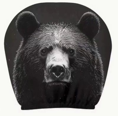 Universal seat cover: pullover printed car headrest cover, TEMU - black-bear-double-sided-printing-1-piece
