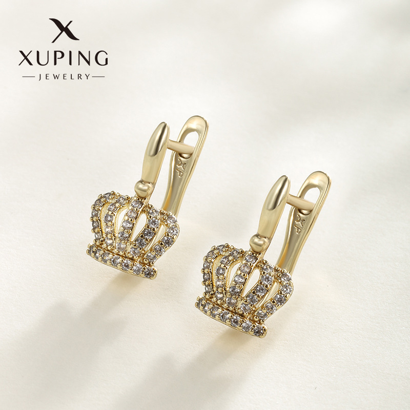 Joyería Xuping aleación de micro diamantes crown pendientes ligeros de lujo de alto nivel de moda europea y americana pendientes de nicho para mujeres