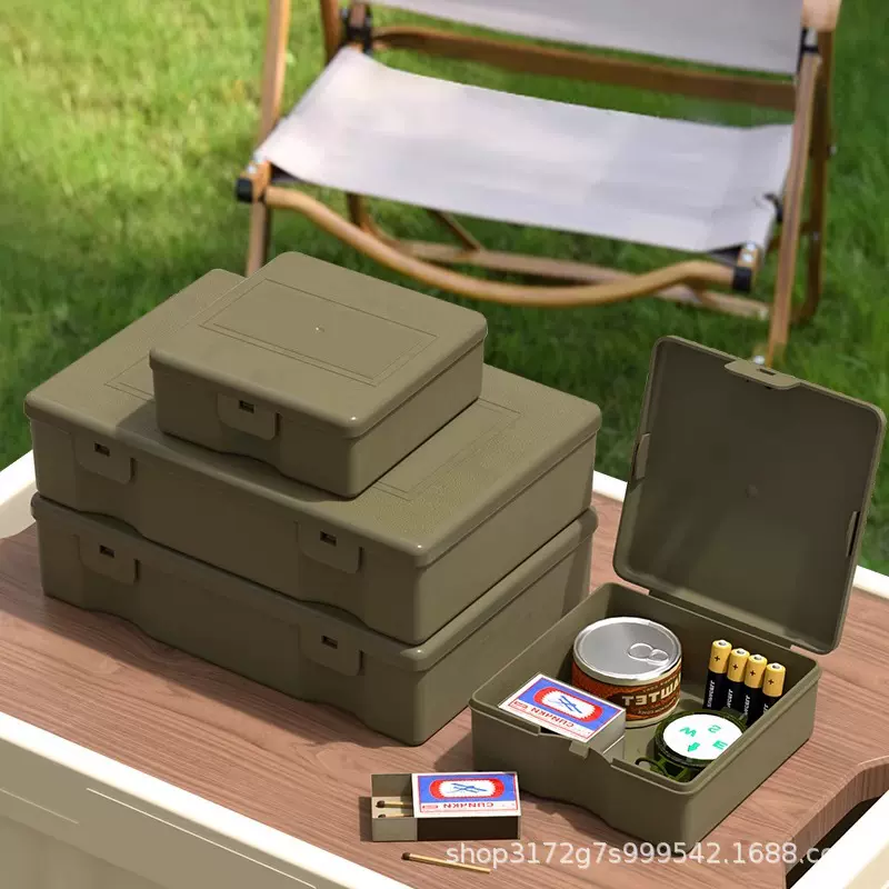 户外小型迷你工具野营整理盒盒露营储物盒桌面收纳盒杂物有盖旅行
