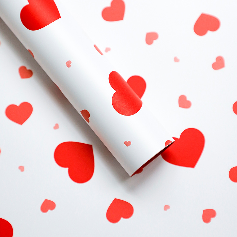 Papel de pluma brillante corazón de papel de embalaje de flores plástico amor colorido papel de envoltura de dopamina florista florística arte