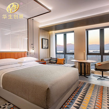 現代簡約酒店豪華標間家具 五星級酒店家具套房 板式大床加工