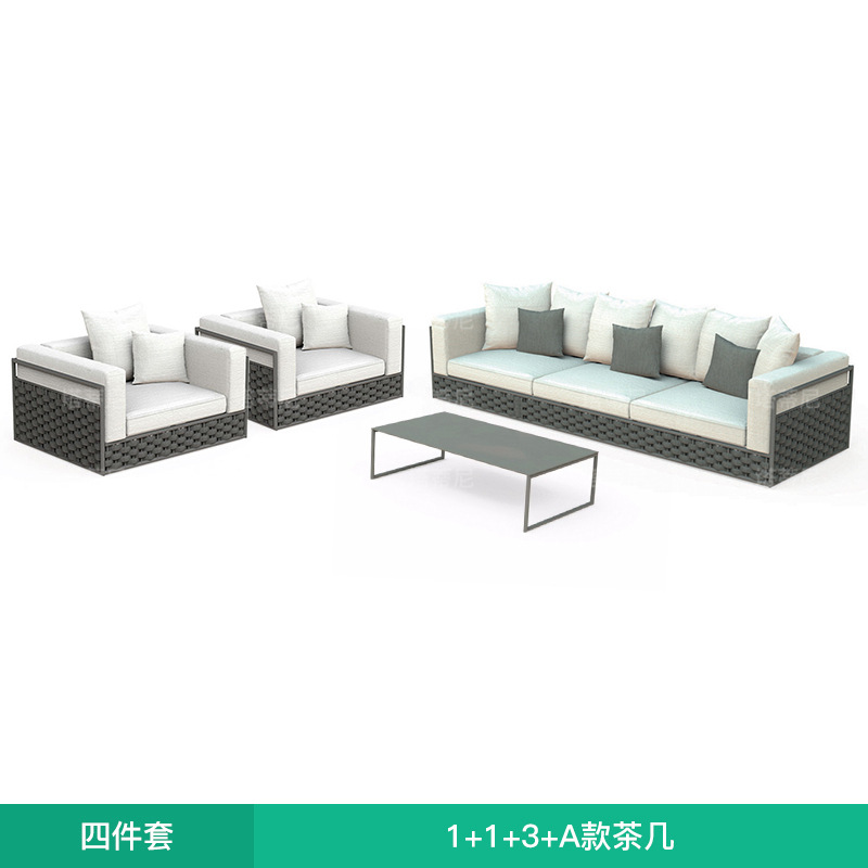 Conjunto de sofás de ratán para exteriores, para terraza de jardín, patio de hotel o villa, sala de estar, combinación de sofás de aleación de aluminio.
