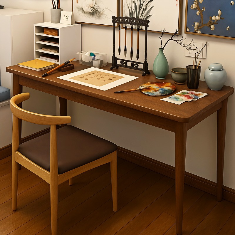 书法桌家用学生书桌实木腿毛笔字学习桌新中式国学桌电脑桌写字台