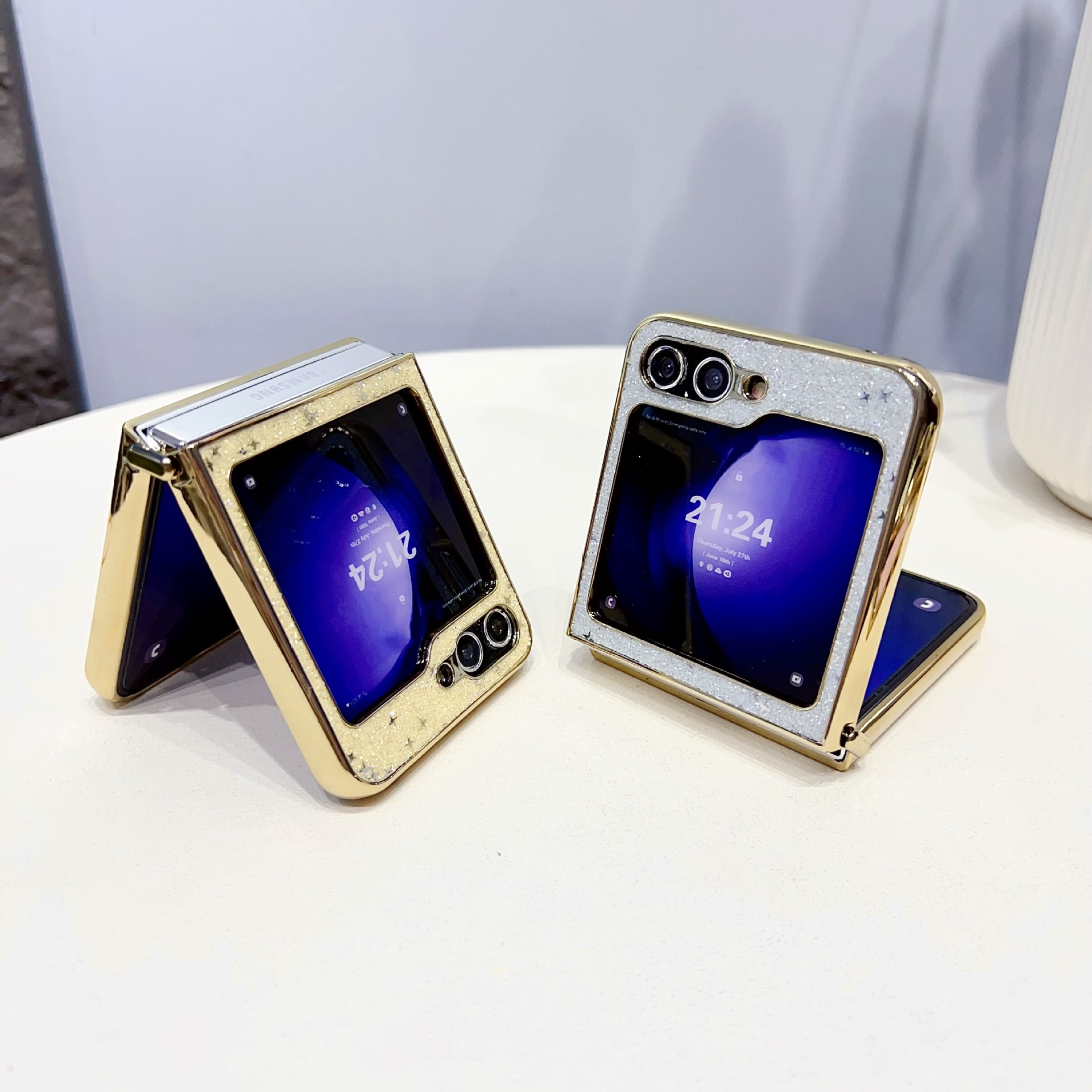 Glitzernde Perlen Stern Falthülle Für Samsung Galaxy Z Flip_voghion.com