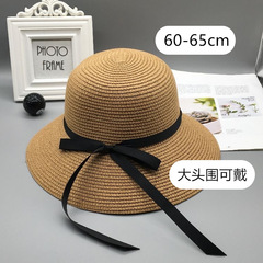 日よけ60ビーチ大頭囲ラフィー麦わら帽子女性夏紫外線防止海辺帽子日焼け止め漁師帽子以上