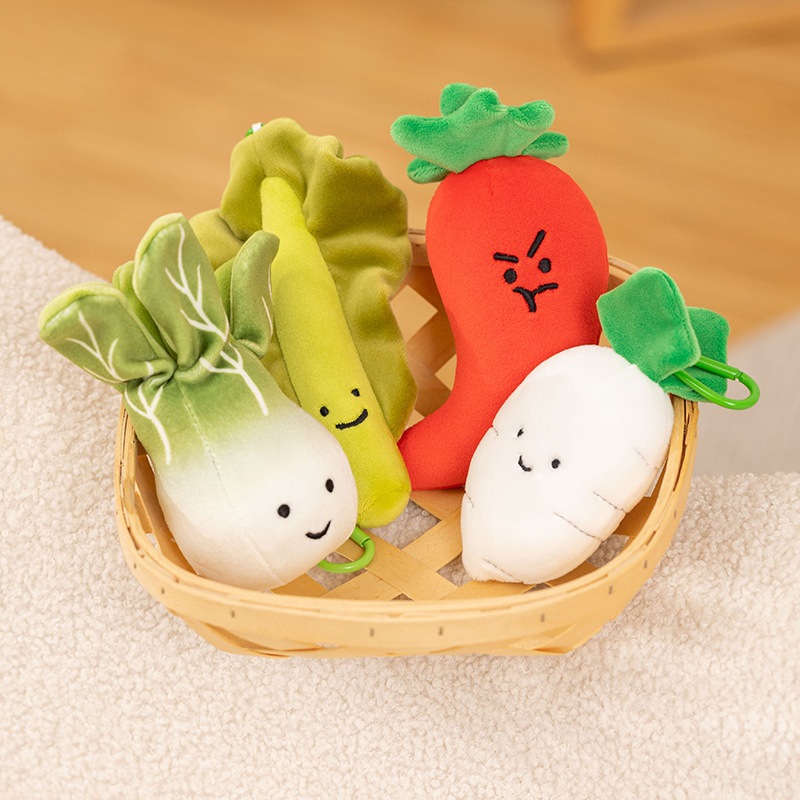 Muñecas de verduras de simulación lindas col chile champiga zanahoria muñecas de casa llaveros pequeños accesorios colgantes