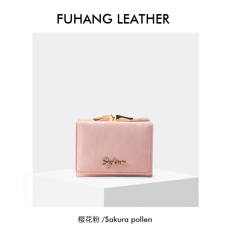 Cartera para mujer estilo K, linda, corta, triple, multifuncional, con clip para tarjetas, monedero y almacenamiento personalizado.