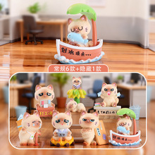 卡通桌面摆件暴躁喵喵上班记盲盒可爱萌宠创意生日礼物厂家直销