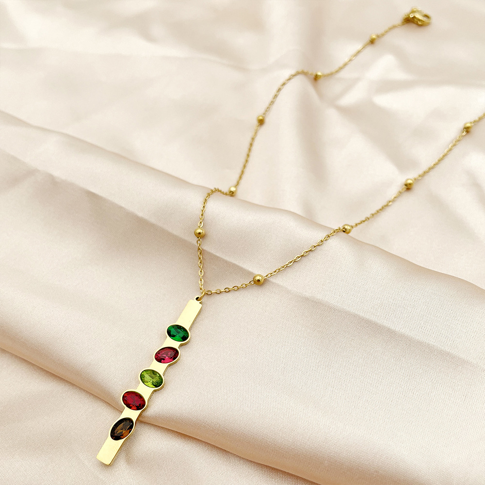 Simple Style Geometric Stainless Steel Plating Zircon Pendant Necklace