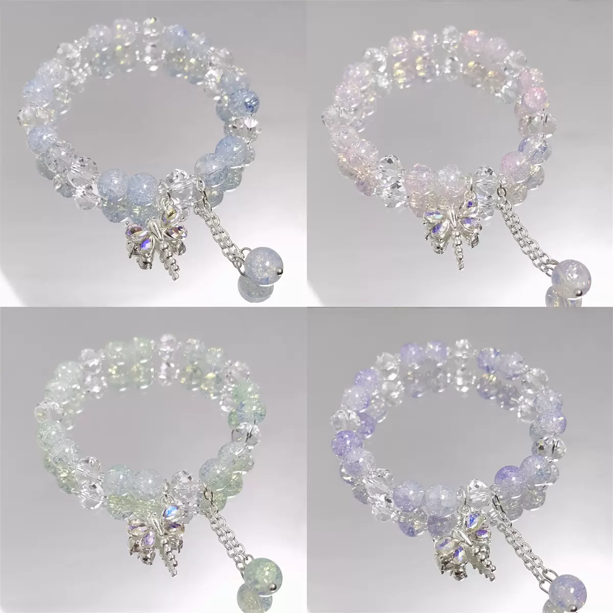 甜美水晶蜻蜓手链女ins森系彩色串珠手链百搭学生闺蜜生日礼物女