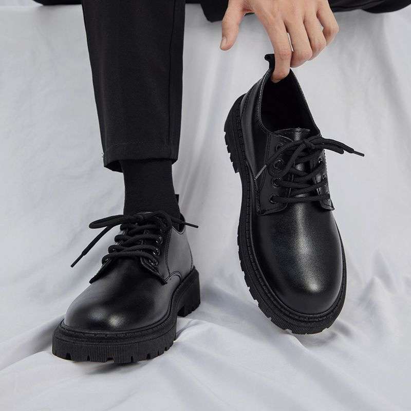 Business Leather Shoes Men's Summer 2025 New Style Youth Student Suit Versatile Trendy Shoes British Style Black Leather Boots