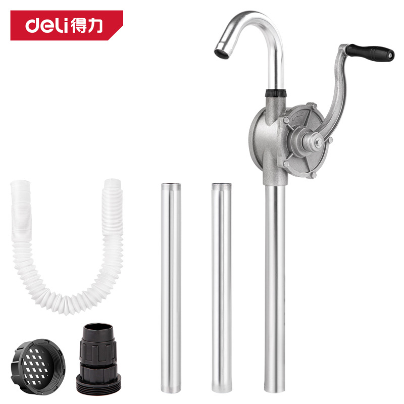 得力工具DL7525铝合金手摇油泵WS-25油泵抽油器抽齿轮加油泵自