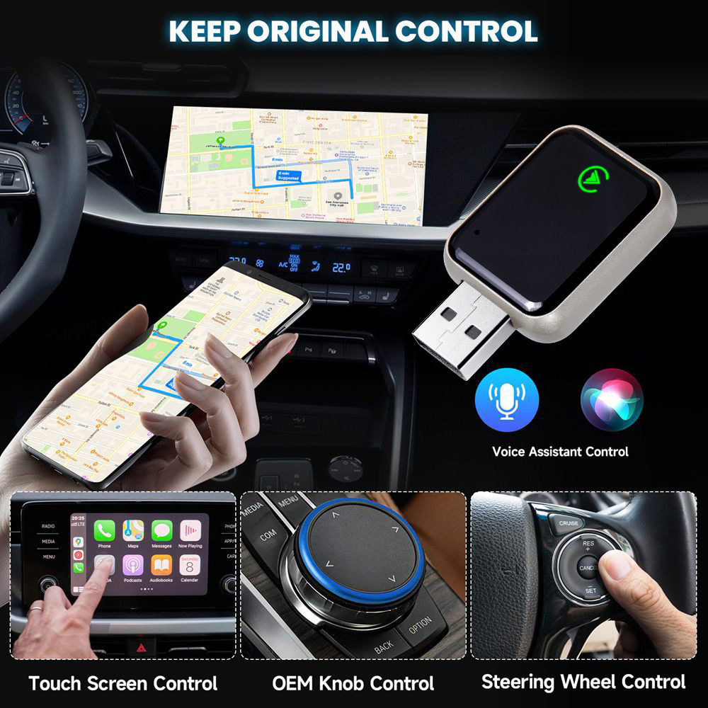 Amazon's Popular Wireless Carplay Adapter Android Auto Two-In-One USB Car Audio Converter