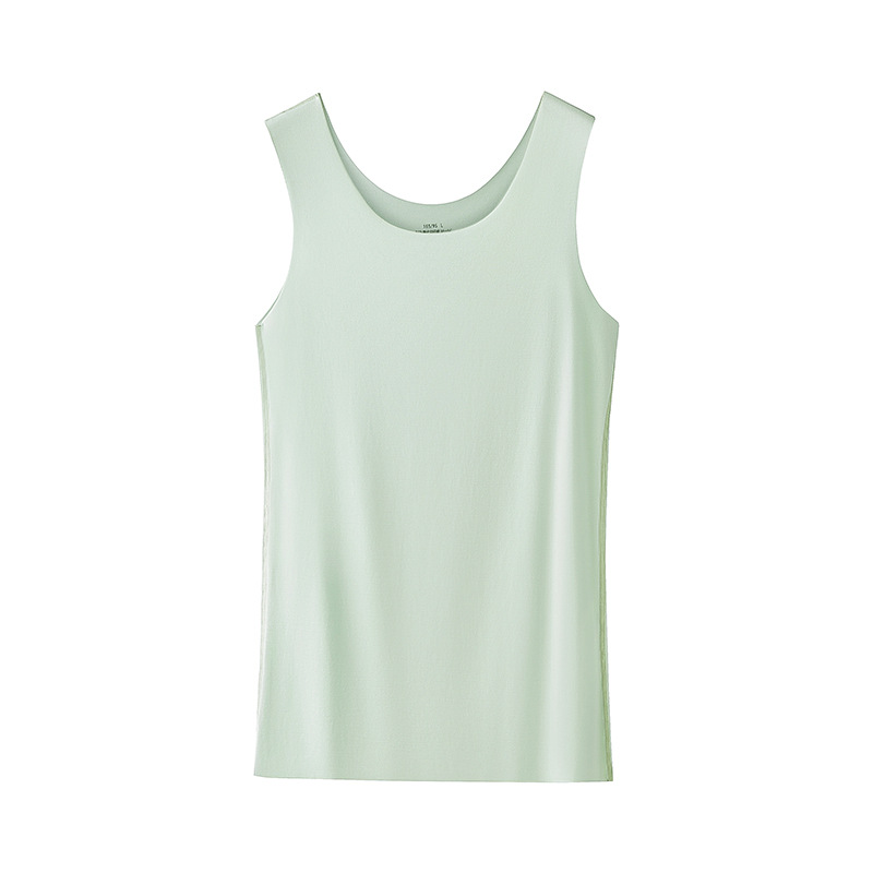 Nueva camiseta sin mangas de punto de cuello redondo con base modal de 60 piezas de doble cara para mujer, chaleco sin costuras de color sólido transfronterizo