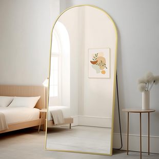 Aluminum Alloy Arched Mirror Full-Length Mirror Wall-Mounted Home Entrance Door Dressing Mirror Wall-Mounted Punch-Free Fitting Mirror