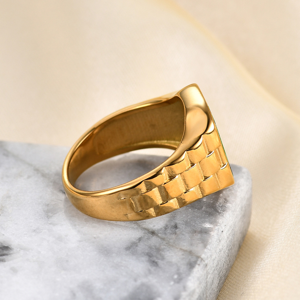 Designer-Stil, Persönlichkeit, unregelmäßiger quadratischer Fritillaria-Ring, Vintage-Uhrenkettenring_voghion.com