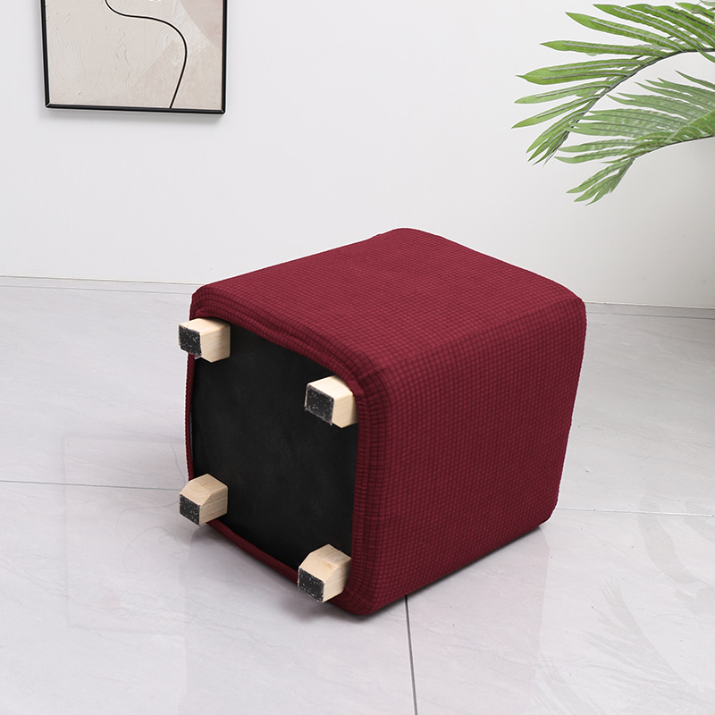 Grenzüberschreitender elastischer wasserdichter Waffelmais-Quadrat-Hocker-Bezug Staubschutz Haus Sofa All-Inclusive niedriger Hocker-Überzug