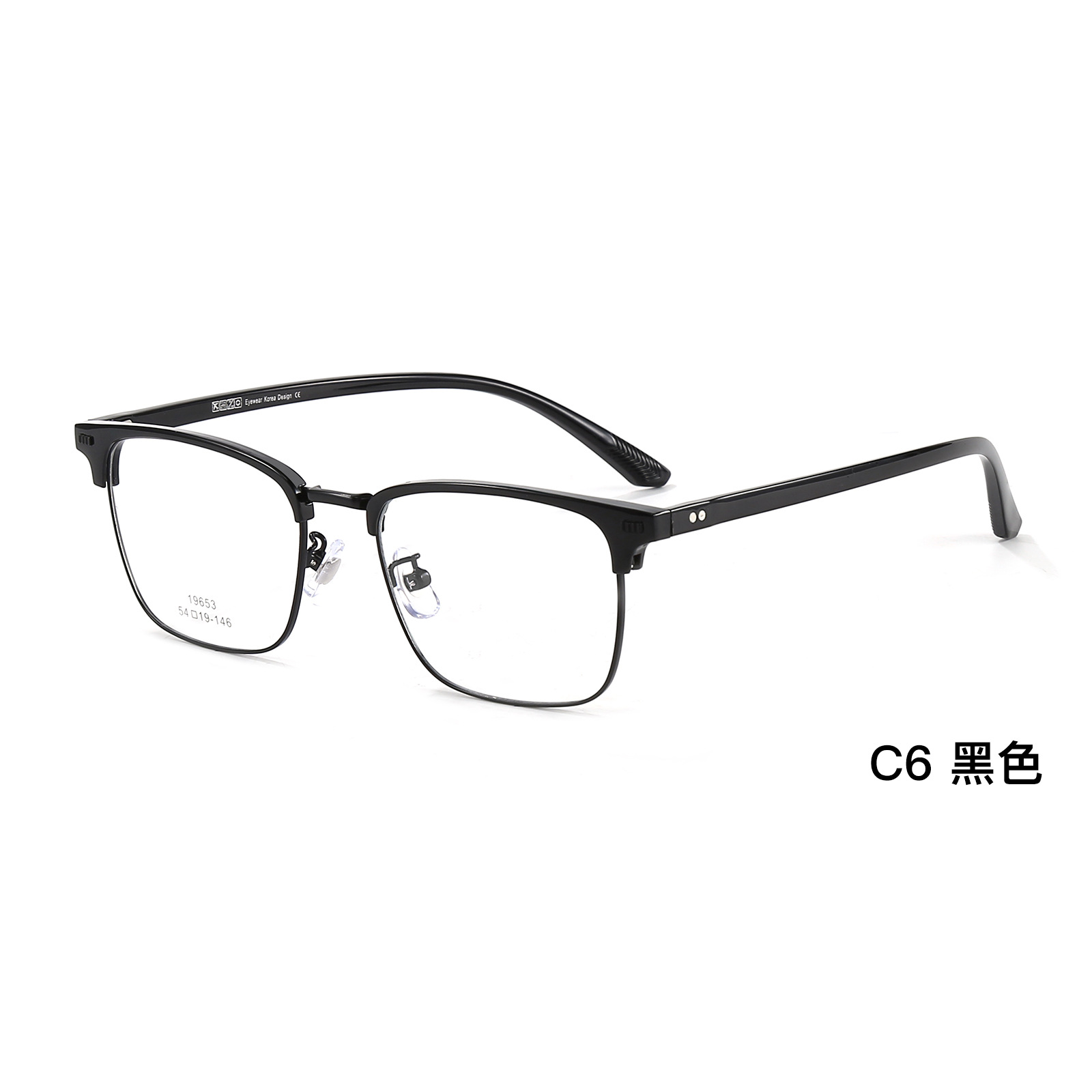 Doble punto transparente gris ceja marco de negocios casual miopía gafas marco sin clip de la cara Danyang gafas al por mayor