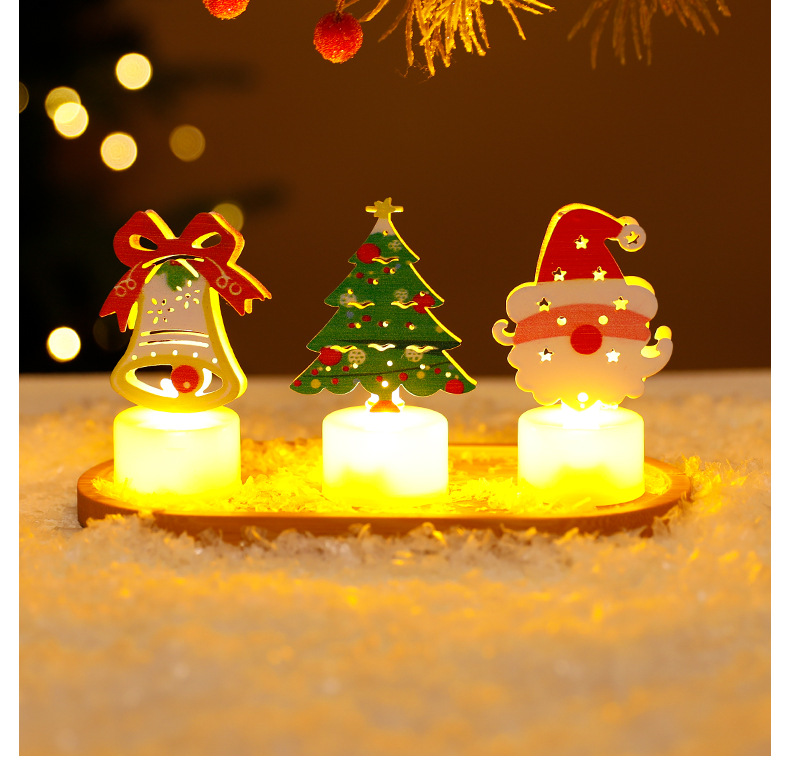 Ensemble de bougies de Noël LED sans flamme, fonctionnant sur piles, avec des motifs de Père Noël, sapin, bonhomme de neige et cloche pour la décoration des fêtes._voghion.com
