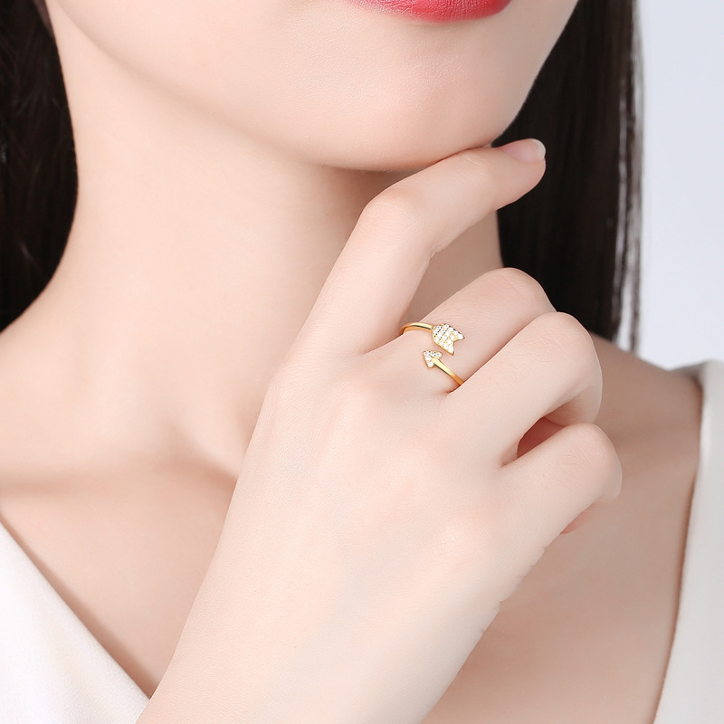 Anillo de flecha al por mayor anillo de diseño femenino transfronterizo S925 plata esterlina diamante completo Amor creativo flecha