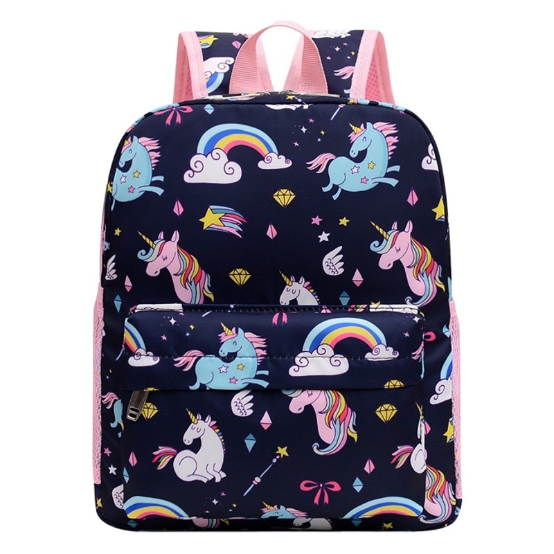 Nueva mochila para niños contraste de color estudiante de escuela primaria mochila de dibujos animados lindo de gran capacidad doble espalda carga alivio mochila de protección de la columna vertebral