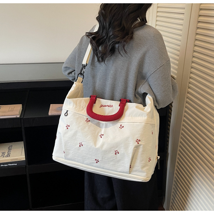 Bow Embroidered Convertible Travel Carryall Tote Bag 27