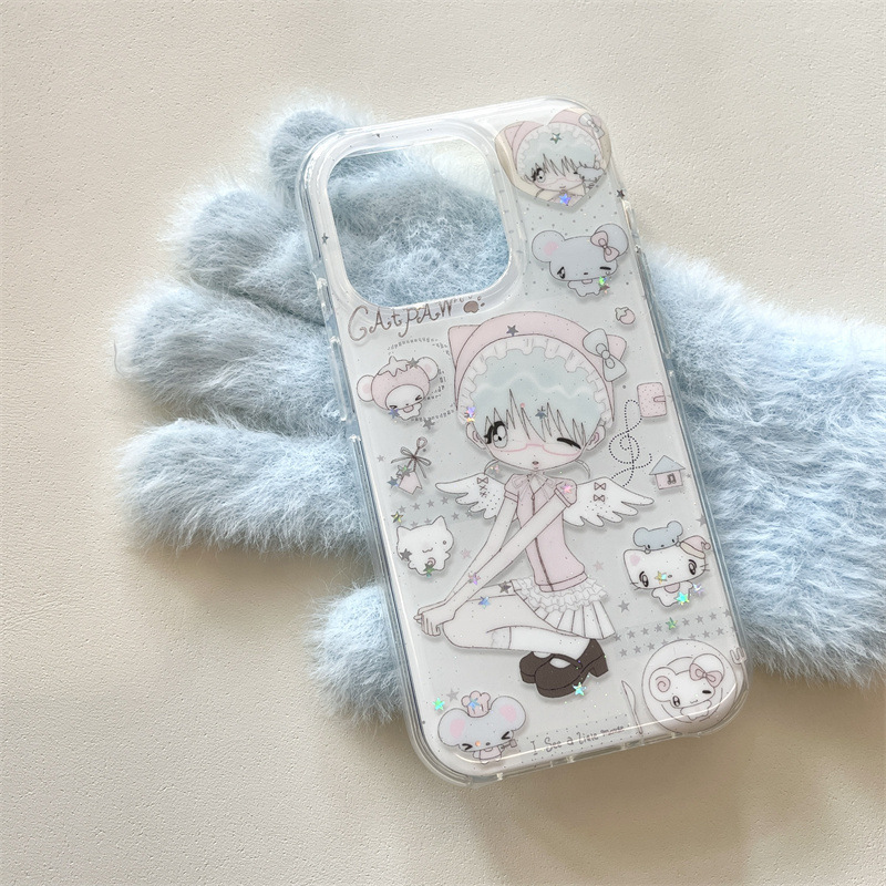 动漫二次元天使翅膀女孩适用iPhone16苹果15ProMax手机壳14小众13|undefined