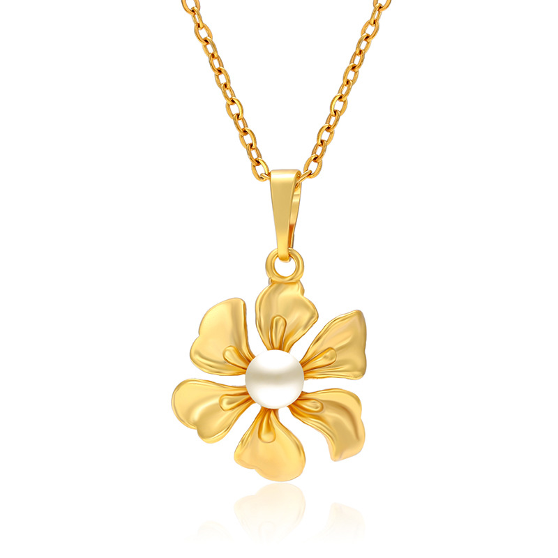 Xuping dulce pequeño collar de flores frescas imitación de perlas de invierno / otoño moda suéter colgante colgante colgante de flores para mujeres