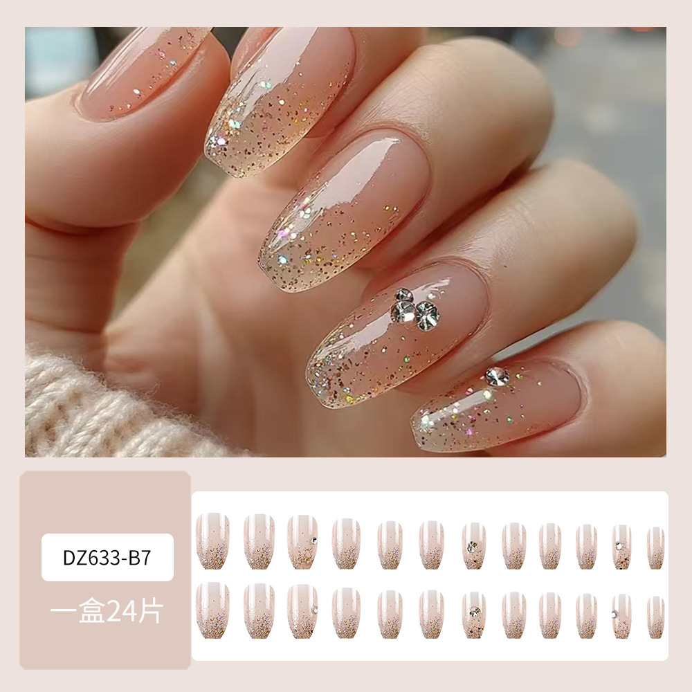 Venta caliente en Europa y América, parche de uñas dulce y fresco con incrustaciones de diamantes, uñas postizas de comercio exterior desmontables, piezas de uñas de uso transfronterizo terminadas image 58
