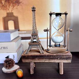 1047 Creative Retro Tower Hourglass Ornaments Simple Modern Home Study Wooden Pendulum Hourglass Ornaments
