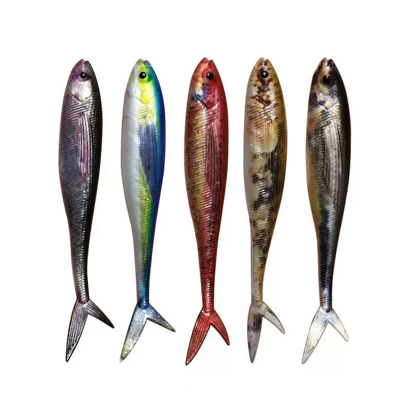 飞鱼软饵3D剪尾鱼叉尾路亚饵铝箔仿真软鱼海钓鲈鱼金枪鱼饵批发