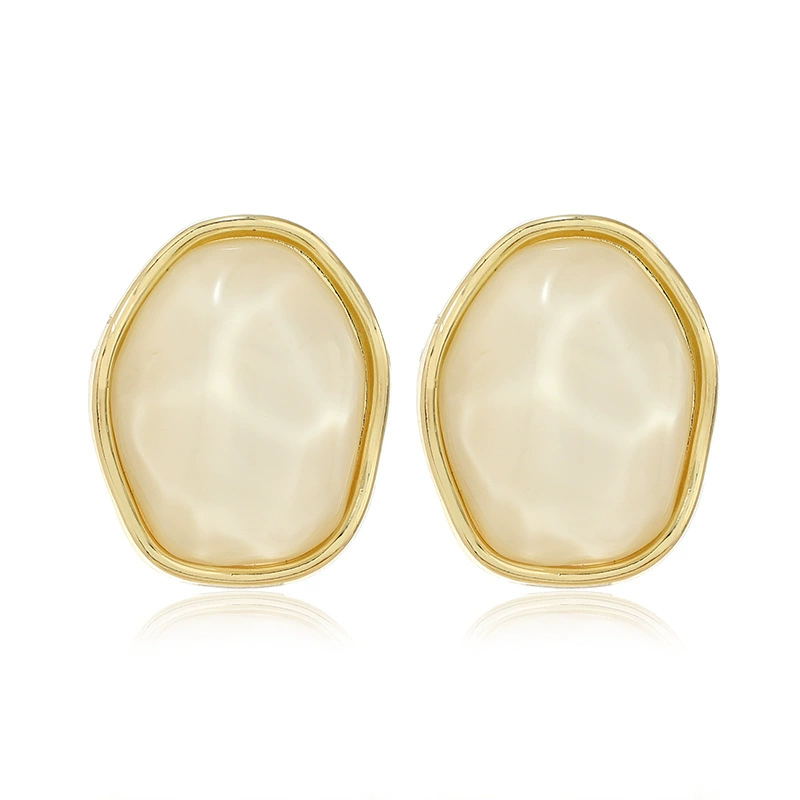 Silver needle, cream small design square earrings, silver 925 sample, light luxury style, trend of season, bright catchy style, internet celebrity