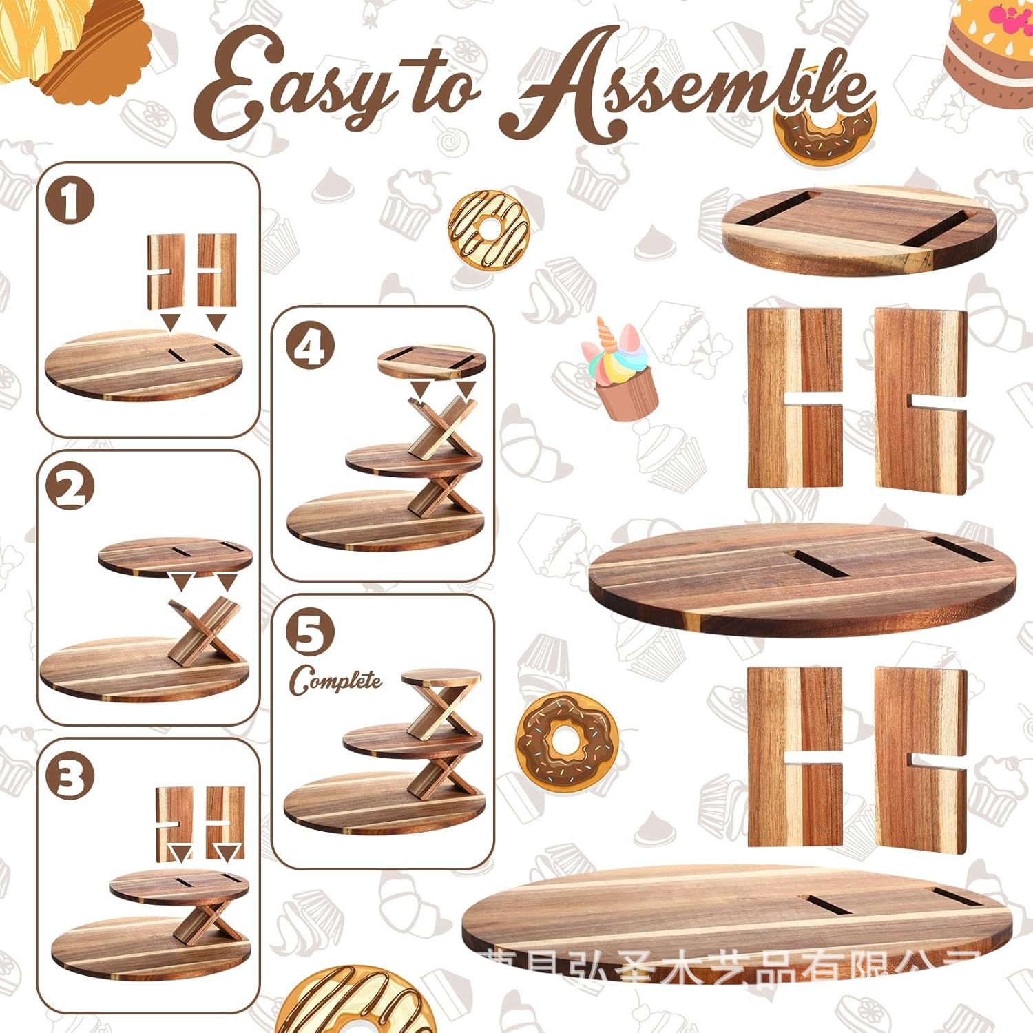 Estante de almacenamiento de bocadillos de madera para fiestas Estante de almacenamiento de cupcakes multicapa de mesa Estante de exhibición de postres multifuncional de madera maciza