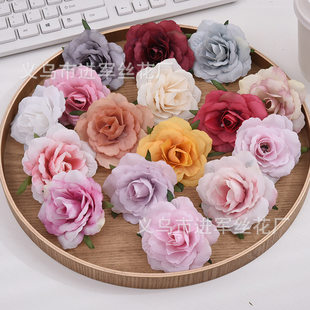 Simulation rose head silk cloth fake flowers decorative wedding flower wall background flower arrangement props DIY single rose