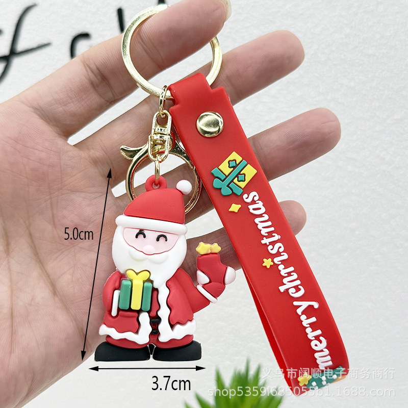 跨境圣诞钥匙扣软胶公仔挂件圣诞礼品配件立体公仔圣诞老人小挂件|undefined